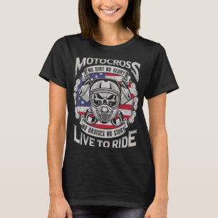 Camiseta Motocross No Dirt No Glory Patriotic USA Dirt Bike