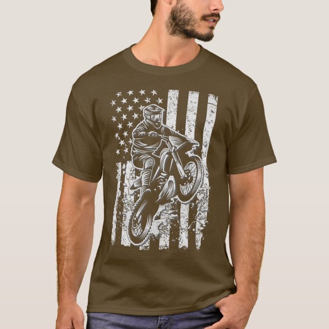Camiseta Motocross s USA American Flag Dirtbike (Frente)
