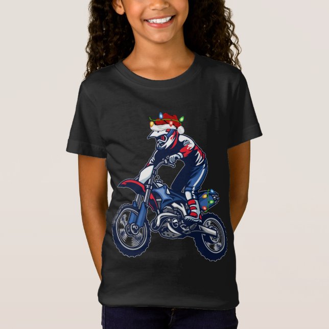 Camiseta Motocross Sports Lover Xmas Santa Hat Motocross Ch (Frente)