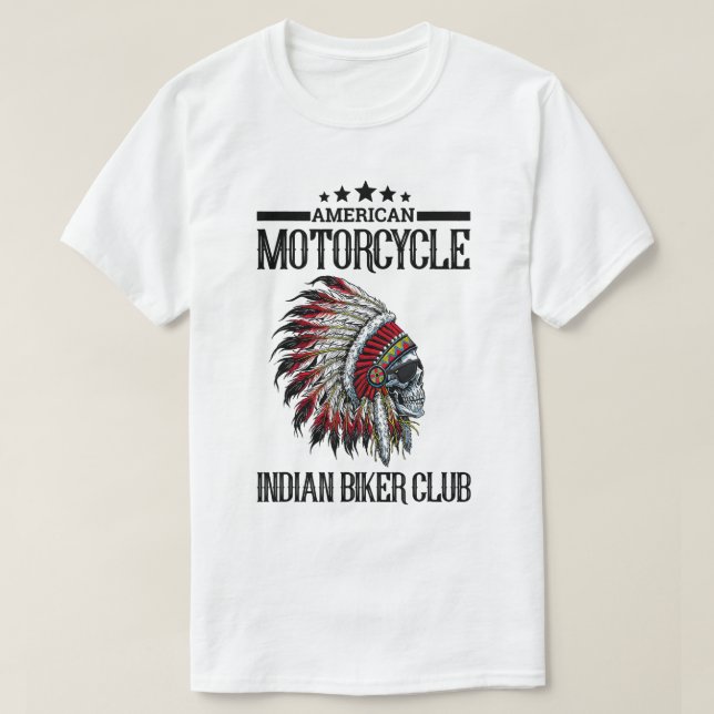 Camiseta Motografia do American Motorcycle Indian Biker Clu (Frente do Design)