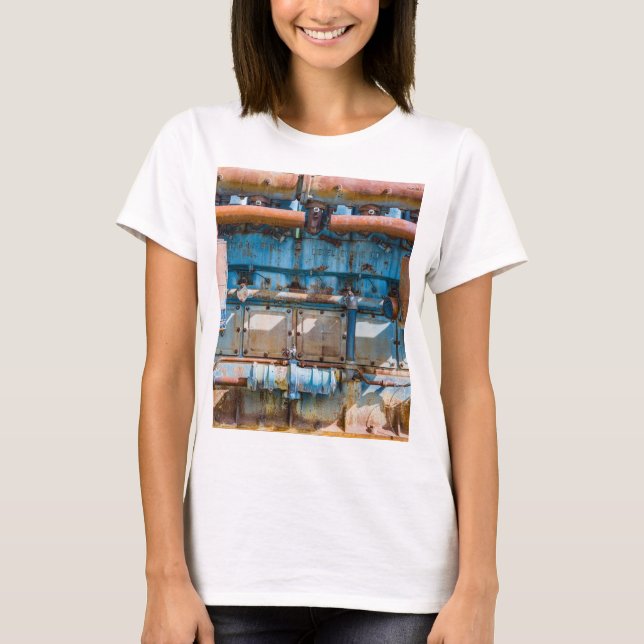 Camiseta Motor a diesel imperial do Atlas antigo e enferruj (Frente)