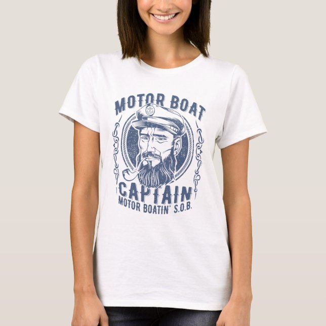 Camiseta Motor Boat Captain Funny Pontoon Boating Motor Boa (Frente)