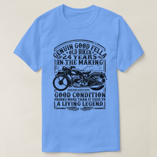 Camiseta Motor Clássico Biker De 24 Anos Com Estilo Retroat (Frente do Design)