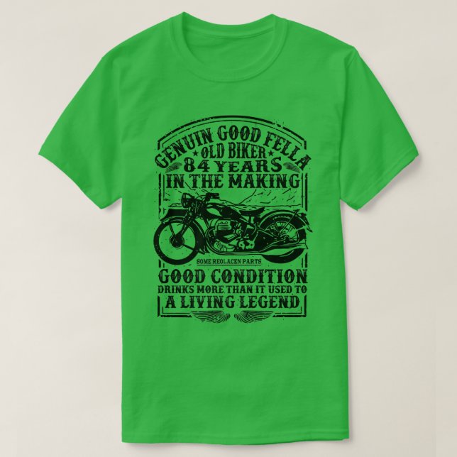 Camiseta Motor Clássico Biker De 84 Anos De Engraçado (Frente do Design)