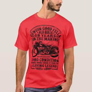 Camiseta Motor Clássico De Biker De 18 Anos De Engraçado