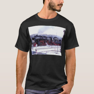 Camiseta motor da estação ferroviária de locomotivas a vapo