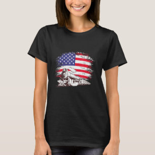 Camiseta Motor De Locomotiva De Comboio Usa Bandeira Americ