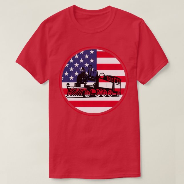 Camiseta Motor de locomotiva do comboio EUA (Frente do Design)