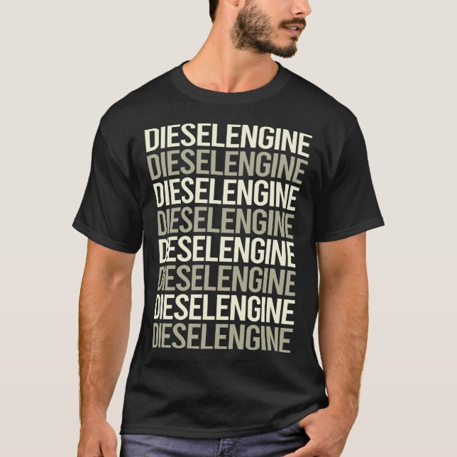 Camiseta Motor diesel de texto branco (Frente)