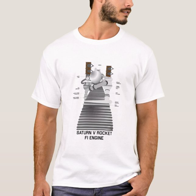 Camiseta Motor F-1 do foguete Saturn V (Frente)