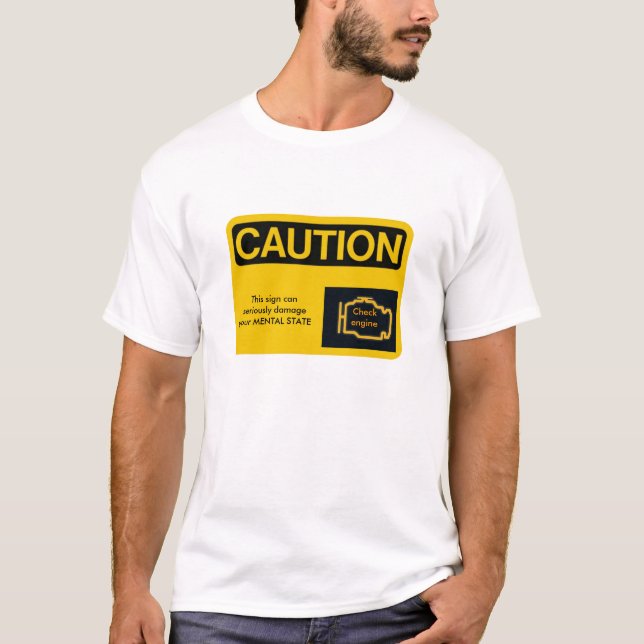 Camiseta Motor-Luz do CUIDADO, motor da verificação, (Frente)