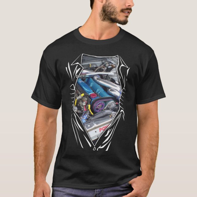 Camiseta Motor Nissan GT-R R34 V-Spec II da placa de motor  (Frente)
