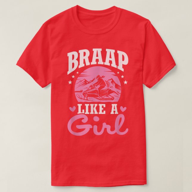 Camiseta Motor Sled Snowmobile Snowmobiler Braap Girl Snowm (Frente do Design)