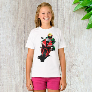 Camiseta Motorciclista Em Uma Moto Vermelha