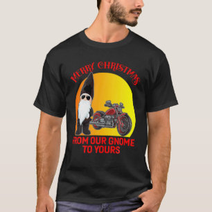 Camiseta Motorcycle Biker Feliz Natal do Gnomo para