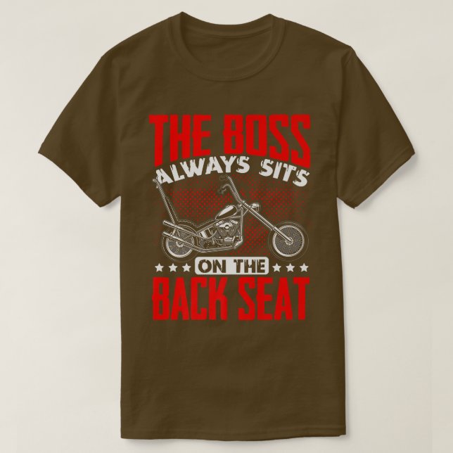Camiseta Motorcycle Biker Rider O Chefe Está Sempre Preso (Frente do Design)