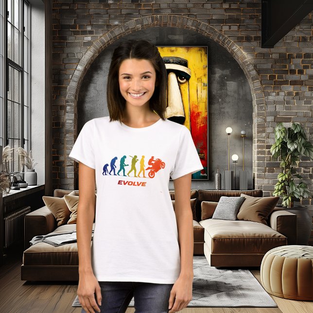 Camiseta Motorcycle Evolution Silhouette Biker Design (Criador carregado)