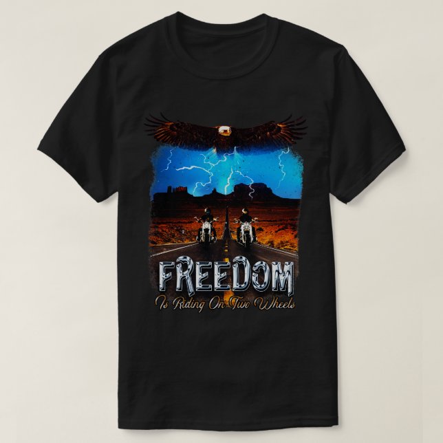 Camiseta Motorcycle Freedom Vintage Classic Biker (Frente do Design)