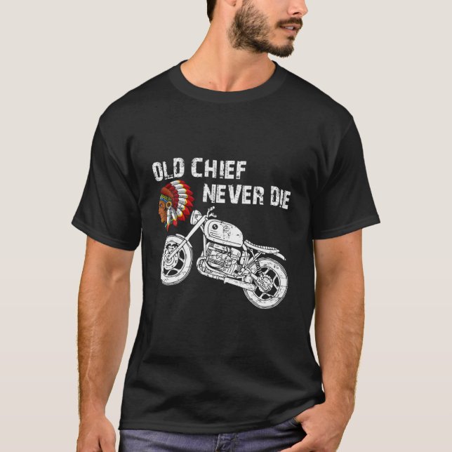 Camiseta Motorcycle Indian Old Chief Nunca Morre Hoodie (Frente)