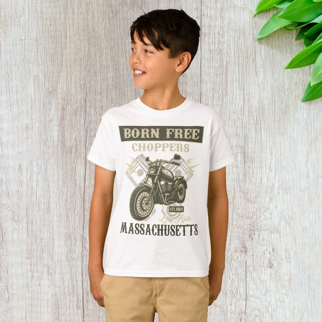 Camiseta Motorcycle Massachusetts, Choppers Gratuitos, nasc (Criador carregado)