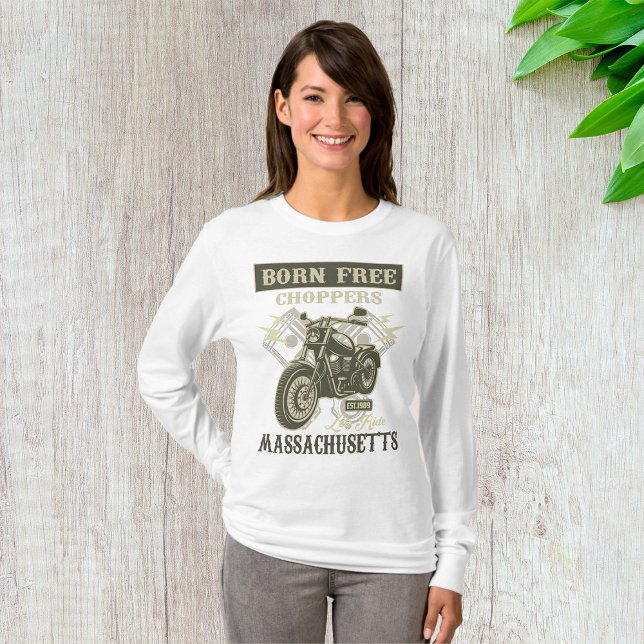 Camiseta Motorcycle Massachusetts, Choppers Gratuitos, nasc (Criador carregado)