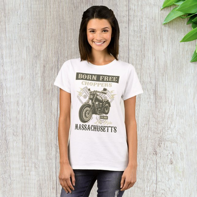 Camiseta Motorcycle Massachusetts, Choppers Gratuitos, nasc (Criador carregado)