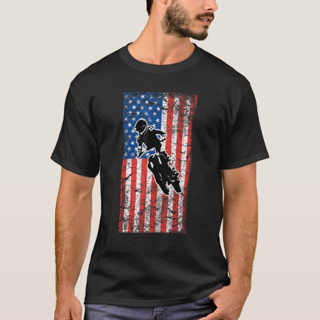 Camiseta Motorcycle Men Usa Women Bike American Flag M (Frente)