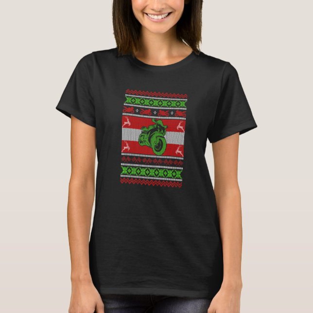 Camiseta Motorcycle Rider Ugly Christmas Sweater (Frente)