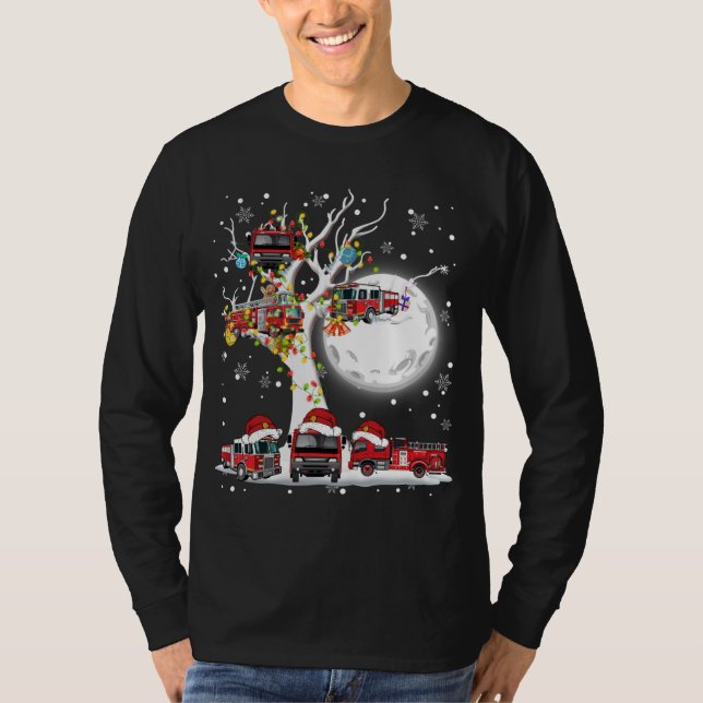 Camiseta Motores de Fogo do Papai Noel em Tree Christmas Pa (Frente)