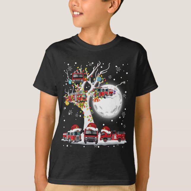 Camiseta Motores de Fogo do Papai Noel em Tree Christmas Pa (Frente)
