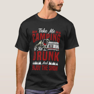 Camiseta Motorhome Acampamento Retro Bebendo Álcool Vinho L