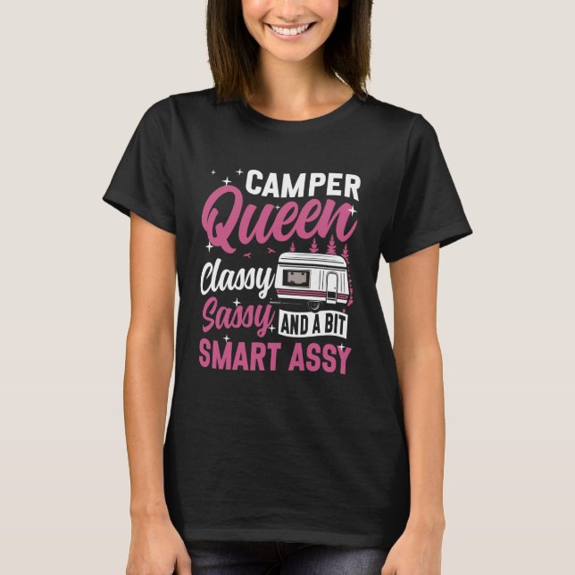 Camiseta Motorhome Camping Retro Camper Queen Classy Sassy  (Frente)