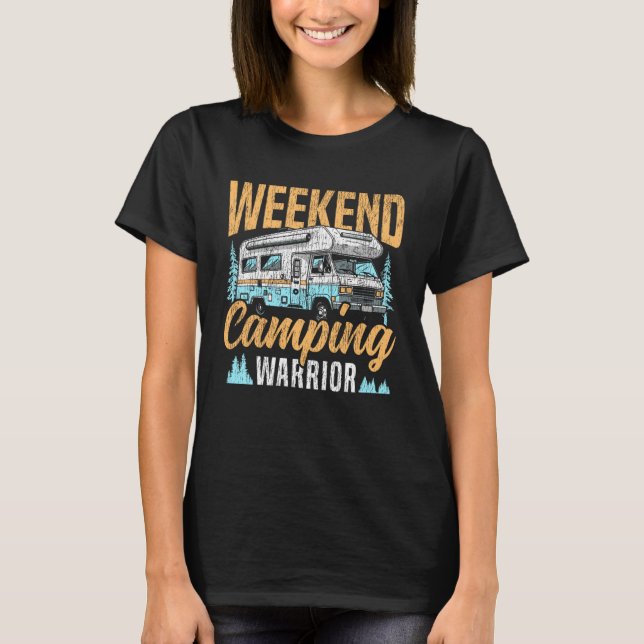 Camiseta Motorhome Camping Retro Weekend Camping Warrior (Frente)