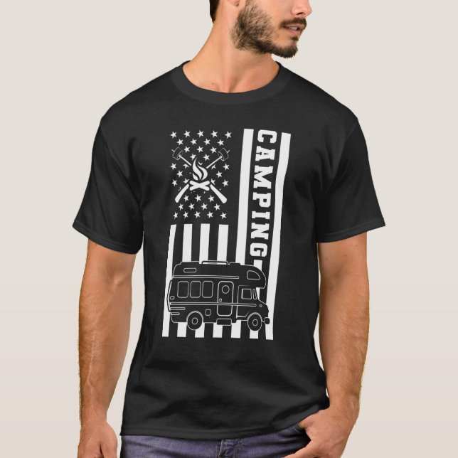 Camiseta Motorhome Rv Camper Camper American Flag (Frente)