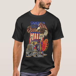 Camiseta Motorista de bandeira americana Caminhão 4 de julh