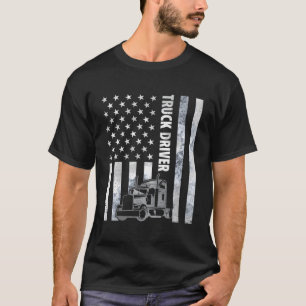 Camiseta Motorista De Caminhão Americano Flag Americano Vin