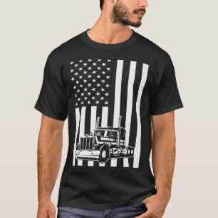 Camiseta Motorista de caminhão americano Flag Semi Truck US