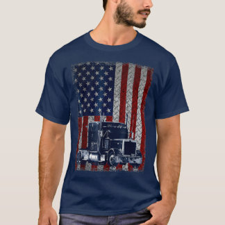 Camiseta Motorista de caminhão americano Flag Trucker Gift