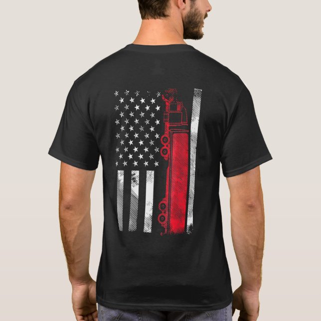 Camiseta Motorista de Caminhão Semi, Bandeira Americana, 18 (Verso)