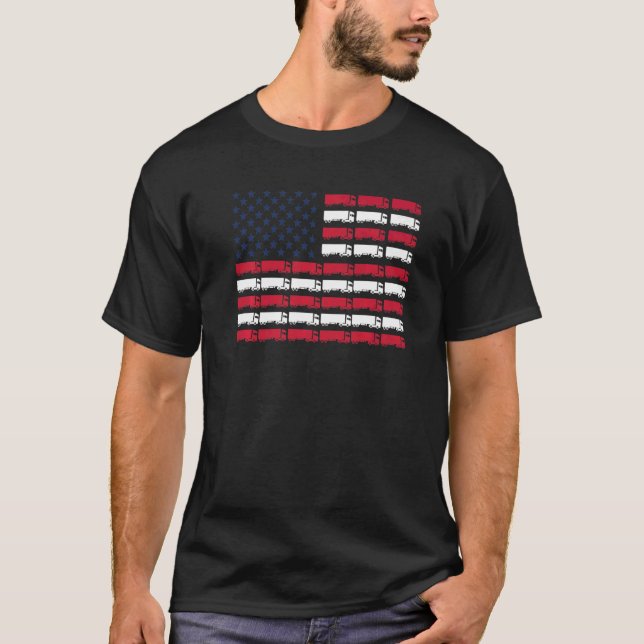 Camiseta Motorista De Caminhão Semi, Bandeira Americana, 4. (Frente)