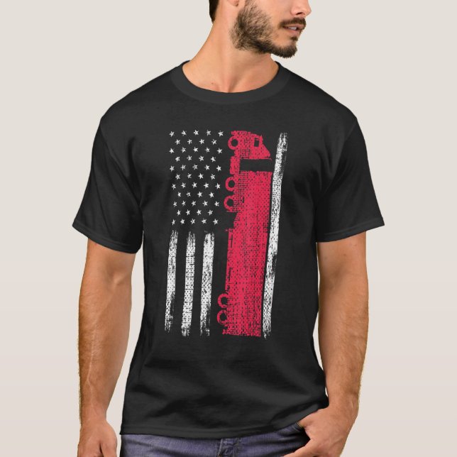 Camiseta Motorista de Caminhão Semi Flag Americano 18 Wheel (Frente)