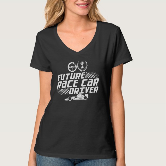 Camiseta Motorista De Carro De Corrida Futura Para Meninos  (Frente)