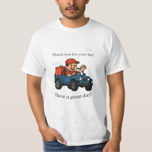Camiseta Motorista de Entrega de Comida Fofo Desenho Jeep