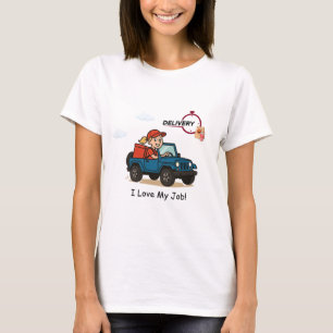 Camiseta Motorista de Entrega de Comida Rápida Desenho Anim