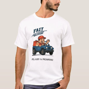 Camiseta Motorista de entrega dirigindo um veículo azul