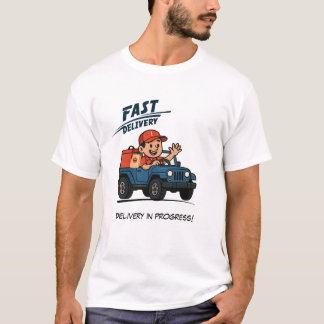 Camiseta Motorista de entrega dirigindo um veículo azul