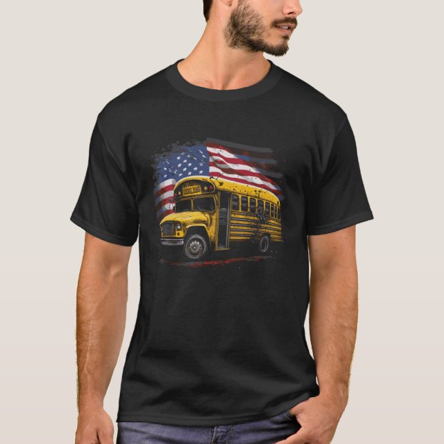 Camiseta Motorista de ônibus escolar amarelo na bandeira am (Frente)