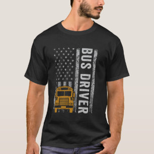 Camiseta Motorista de Ônibus Escolar Engraçado EUA Bandeira