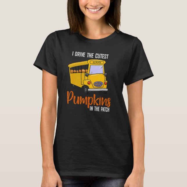 Camiseta Motorista De Ônibus Escolar Eu Dirigo Os Pumpkins  (Frente)