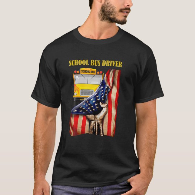 Camiseta Motorista de ônibus escolar EUA Sinalizador Orud A (Frente)